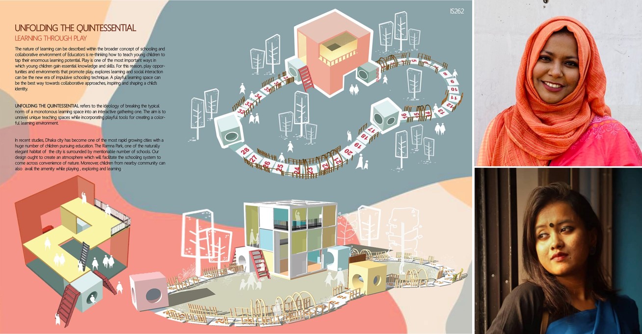 Nafisa Tasnim, and Ishrat Jahan Meghla of ARCH 01batch, Department of Architecture,MIST, received “Gold Mention” at an architectural idea competition.